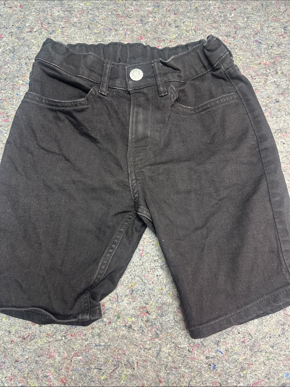 H&M Black Elastic-Waist Denim Shorts